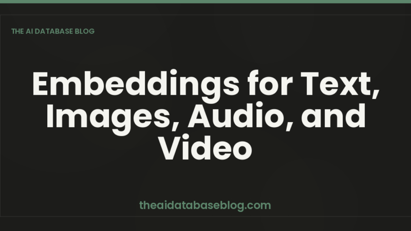 Embeddings for Text, Images, Audio, and Video